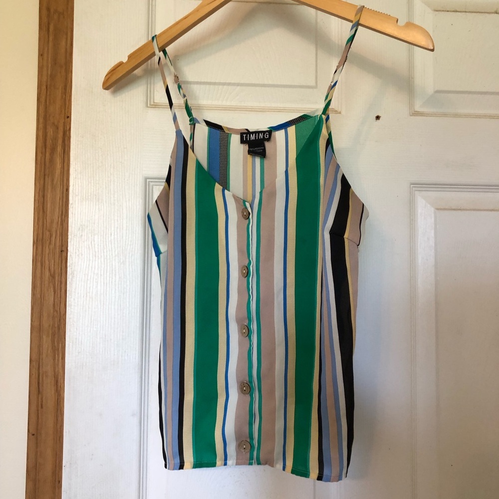 Striped button down tank top